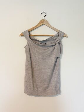 Banana Republic 100% Marino Wool Light Gray Off The Shoulder Tank Shirt
